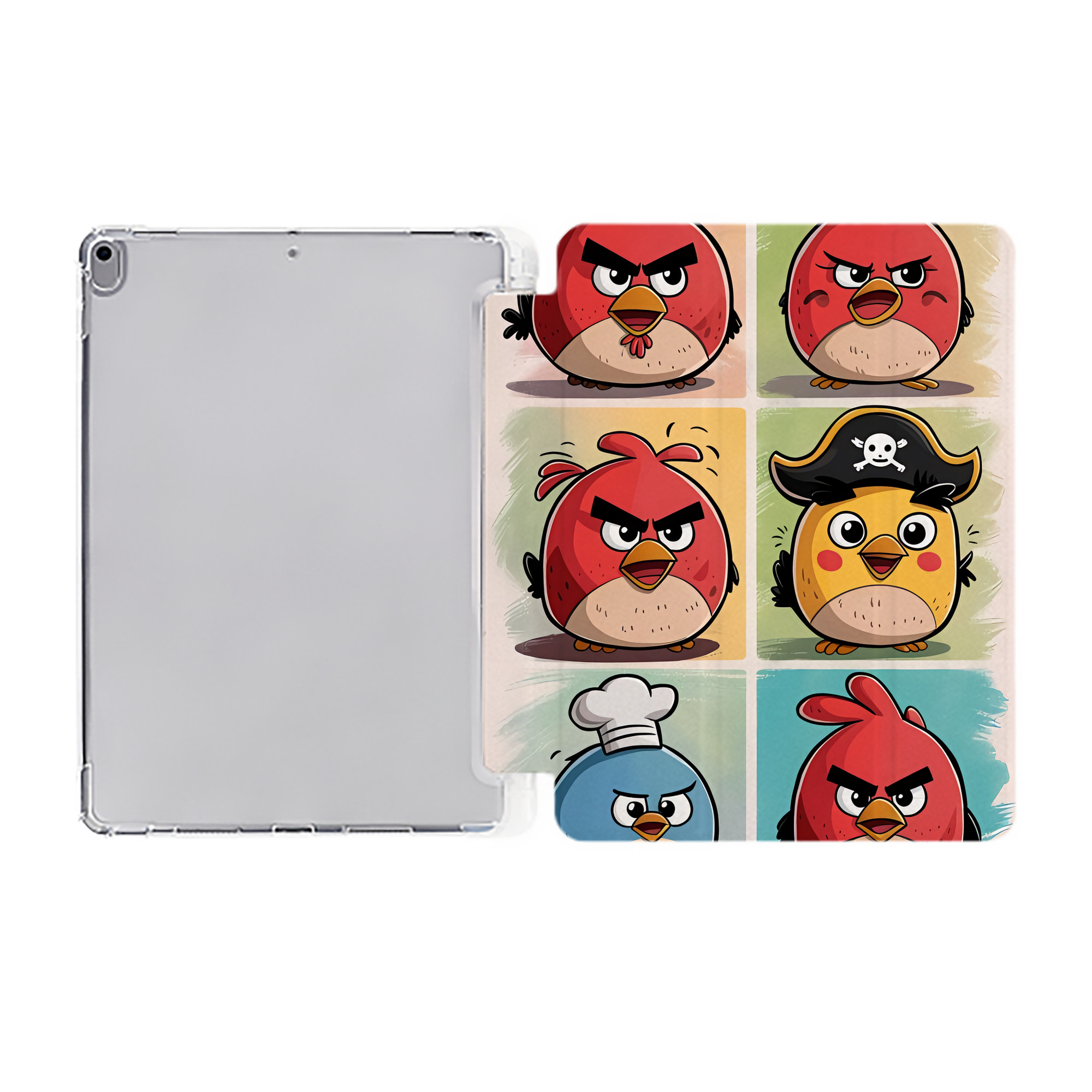 （画像用） Angry Birds アングリーバード IPad ケース ペン収納付き 三つ折りスタンド PUレザー×シリコン 対応機種9.5/10.5/10.9インチ